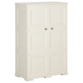 Berkfield Plastic Cabinet 79x43x125 cm Wood Design Cream