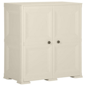 Berkfield Plastic Cabinet 79x43x85.5 cm Wood Design Cream