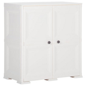 Berkfield Plastic Cabinet 79x43x85.5 cm Wood Design White