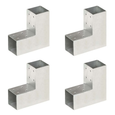 Berkfield Post Connectors 4 pcs L Shape Galvanised Metal 71x71 mm