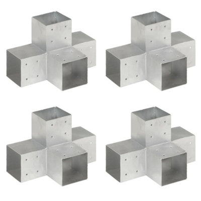Berkfield Post Connectors 4 pcs X Shape Galvanised Metal 101x101 mm