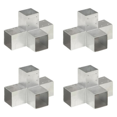 Berkfield Post Connectors 4 pcs X Shape Galvanised Metal 91x91 mm
