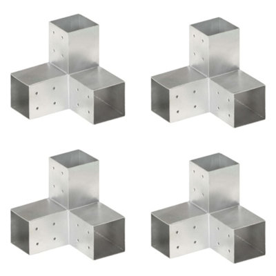 Berkfield Post Connectors 4 pcs Y Shape Galvanised Metal 81x81 mm