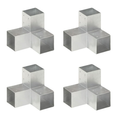 Berkfield Post Connectors 4 pcs Y Shape Galvanised Metal 91x91 mm