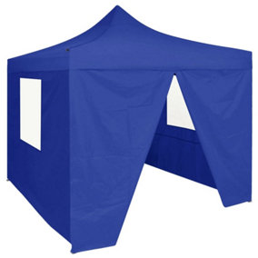 Berkfield Professional Folding Party Tent with 4 Sidewalls 2x2 m Steel Blue