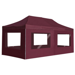 Berkfield Professional Folding Party Tent with Walls Aluminium 6x3 m Wine Red
