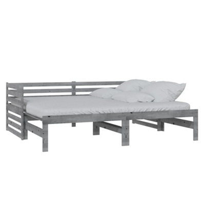 Berkfield Pull-out Day Bed Grey Solid Pinewood 2x(90x200) cm
