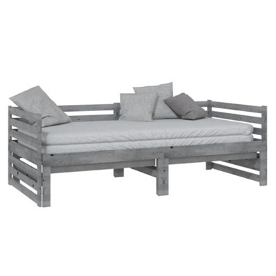 Berkfield Pull-out Day Bed Grey Solid Pinewood 2x(90x200) cm