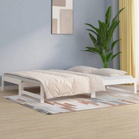 Berkfield Pull-out Day Bed White 2x(90x190) cm Solid Wood Pine