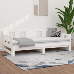 Berkfield Pull-out Day Bed White Solid Wood Pine 2x(90x190) cm