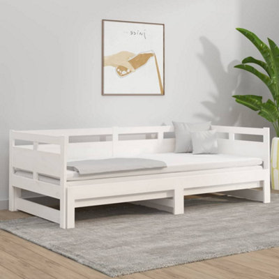 Berkfield Pull-out Day Bed White Solid Wood Pine 2x(90x190) cm