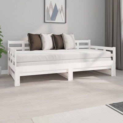 Berkfield Pull-out Day Bed White Solid Wood Pine 2x(90x190) cm