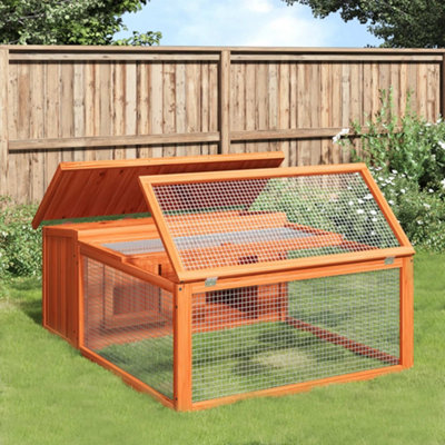 Berkfield Rabbit Hutch Brown 117.5x97x47.5 cm Solid Wood Pine Price Comparisons | Compare The Build