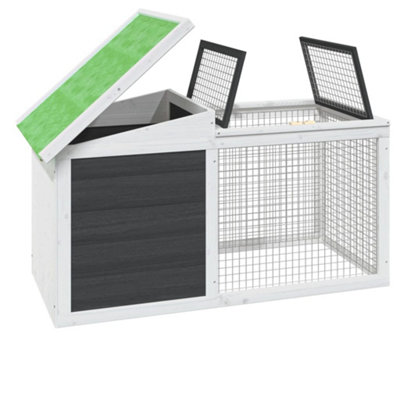 Berkfield Rabbit Hutch Grey 100.5x54x55 cm Solid Wood Pine