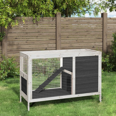 Berkfield Rabbit Hutch Grey 103x44x69.5 cm Solid Wood Pine DIY at B&Q
