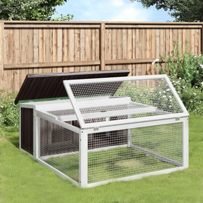 Berkfield Rabbit Hutch Grey 117.5x97x47.5 cm Solid Wood Pine DIY at B&Q