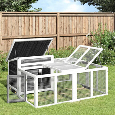 Berkfield Rabbit Hutch Grey 144x123x67.5 cm Solid Wood Pine Price Comparisons | Compare The Build