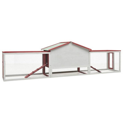 Berkfield Rabbit Hutch Red 310x70x87 cm Solid Pine & Fir Wood