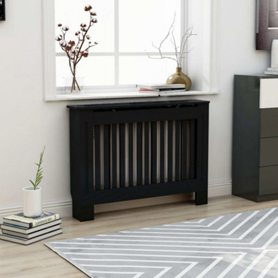 Berkfield Radiator Cover Black 112x19x81 cm MDF