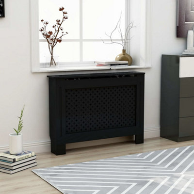 Berkfield Radiator Cover Black 112x19x81 cm MDF