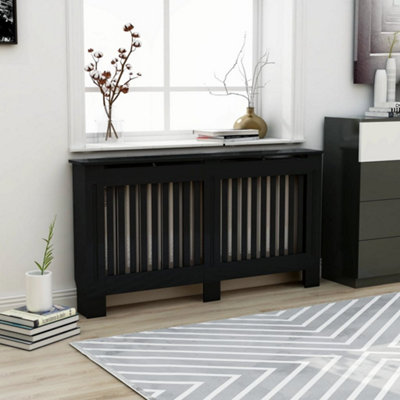 Berkfield Radiator Cover Black 152x19x81 cm MDF