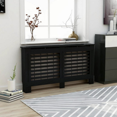 Berkfield Radiator Cover Black 152x19x81 cm MDF