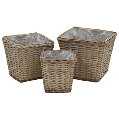 Berkfield Raised Bed 3 pcs Wicker with PE Lining