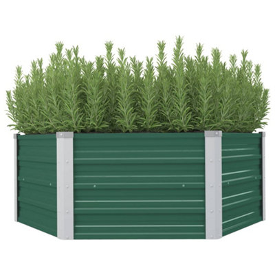 Berkfield Raised Garden Bed 129x129x46 cm Galvanised Steel Green