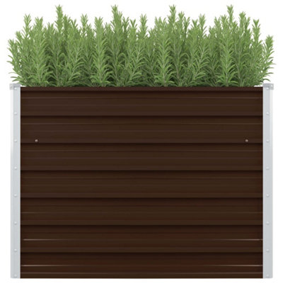 Berkfield Raised Garden Bed Brown 100x100x77 cm Galvanised Steel