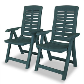 Berkfield Reclining Garden Chairs 2 pcs Plastic Green