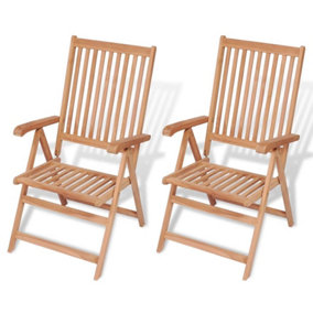 Berkfield Reclining Garden Chairs 2 pcs Solid Teak Wood