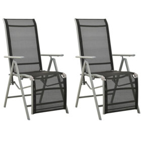 Berkfield Reclining Garden Chairs 2 pcs Textilene and Aluminium Silver