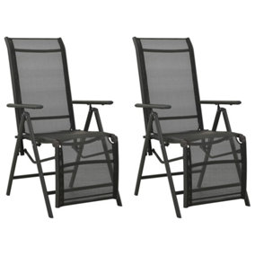 Berkfield Reclining Garden Chairs 2pcs Textilene and Aluminium Black