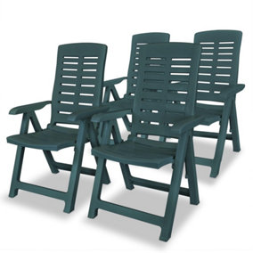 Berkfield Reclining Garden Chairs 4 pcs Plastic Green