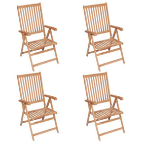 Berkfield Reclining Garden Chairs 4 pcs Solid Teak Wood