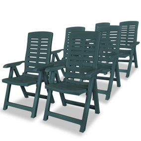 Berkfield Reclining Garden Chairs 6 pcs Plastic Green