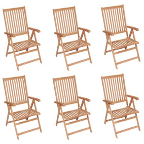 Berkfield Reclining Garden Chairs 6 pcs Solid Teak Wood