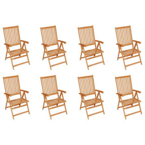 Berkfield Reclining Garden Chairs 8 pcs Solid Teak Wood