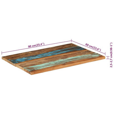 Berkfield Rectangular Table Top 60x90 cm 25-27 mm Solid Reclaimed Wood