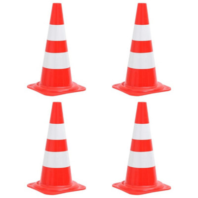 Berkfield Reflective Traffic Cones 4 pcs Red and White 50 cm | DIY at B&Q