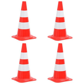 Berkfield Reflective Traffic Cones 4 pcs Red and White 50 cm