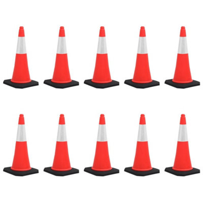 Berkfield Reflective Traffic Cones with Heavy Bases 10 pcs 75 cm