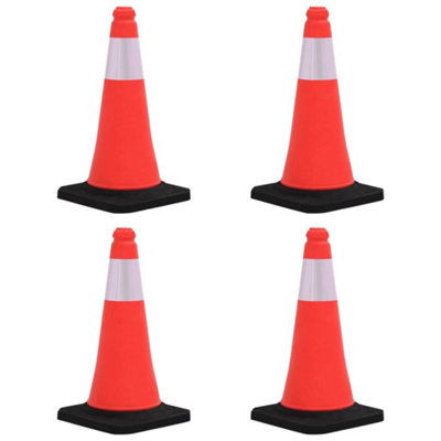 Berkfield Reflective Traffic Cones with Heavy Bases 4 pcs 50 cm | DIY ...