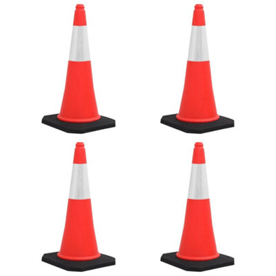 Berkfield Reflective Traffic Cones with Heavy Bases 4 pcs 75 cm