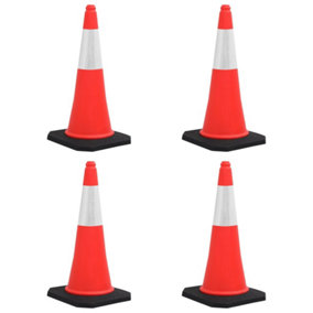 Berkfield Reflective Traffic Cones with Heavy Bases 4 pcs 75 cm