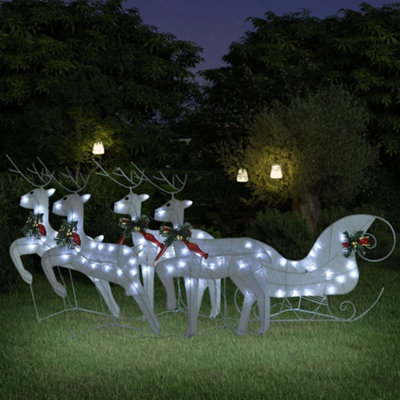 Berkfield Reindeer & Sleigh Christmas Decoration 100 LEDs Outdoor White Price Comparisons | Compare The Build