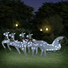 Berkfield Reindeer & Sleigh Christmas Decoration 100 LEDs Outdoor White