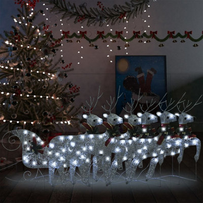 Berkfield Reindeer & Sleigh Christmas Decoration 140 LEDs Outdoor Silver Price Comparisons | Compare The Build
