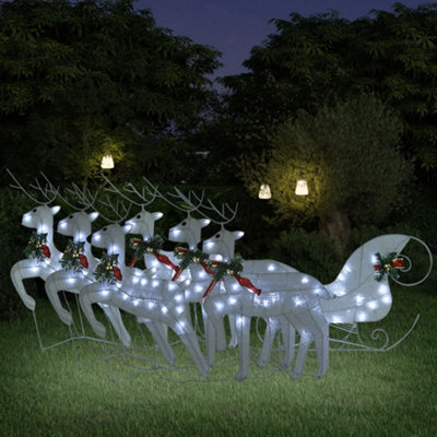 Berkfield Reindeer & Sleigh Christmas Decoration 140 LEDs Outdoor White Price Comparisons | Compare The Build