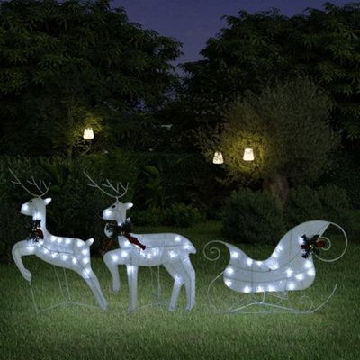 Berkfield Reindeer & Sleigh Christmas Decoration 60 LEDs Outdoor White Price Comparisons | Compare The Build